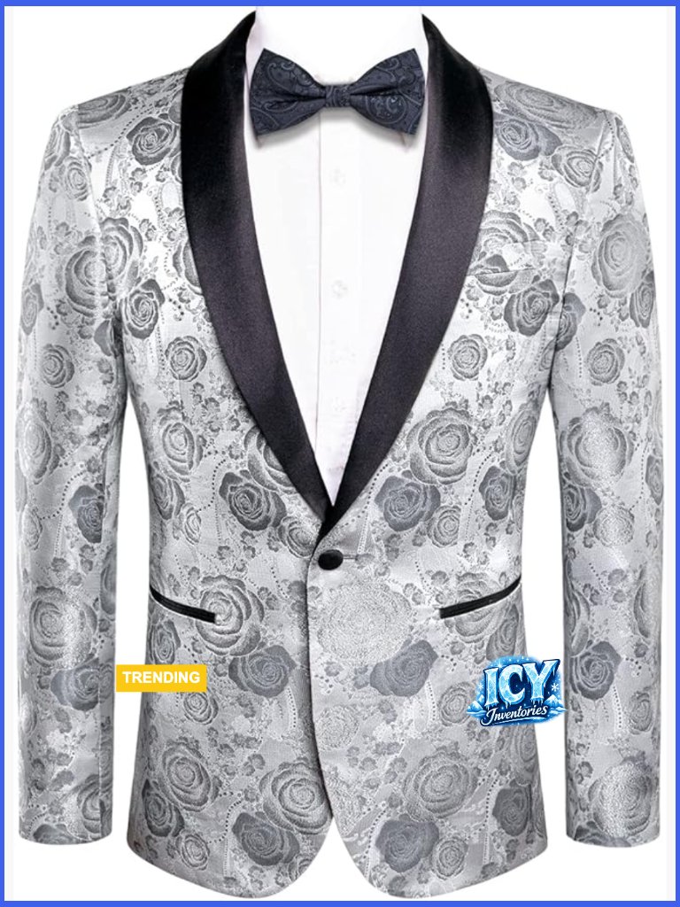 Slim Fit Jacquard Blazer With Shawl Lapel For Formal Events